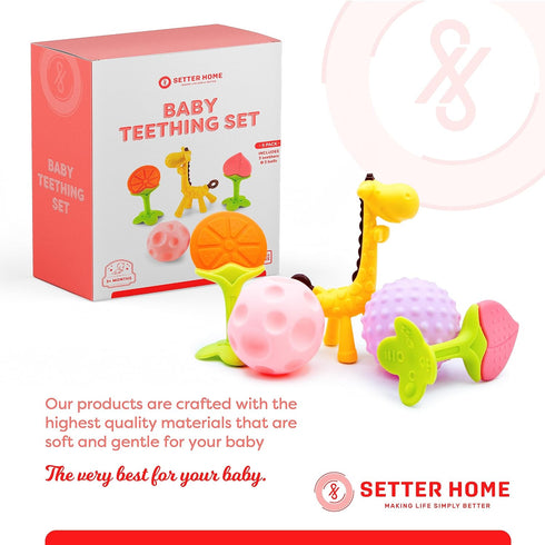 Silicone Teething Toys for Babies 0-6 Months - 6-12 Months -Soft Teethers for Baby Soothing and Calming Sensory Teether Toys 5 Pack...