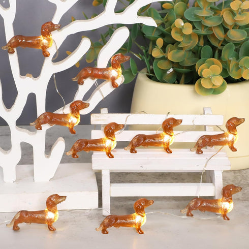 Impress Life Pet Theme Decorative String Lights, 10ft 30 LED Dachshund Dog Twinkle Lights, USB Battery Operated with Remote for Indoor Covered Out...