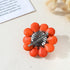 Double Sunflower Dyed Orange Howlite and Cultured Freshwater White Pearl Floral Pin or Brooch...
