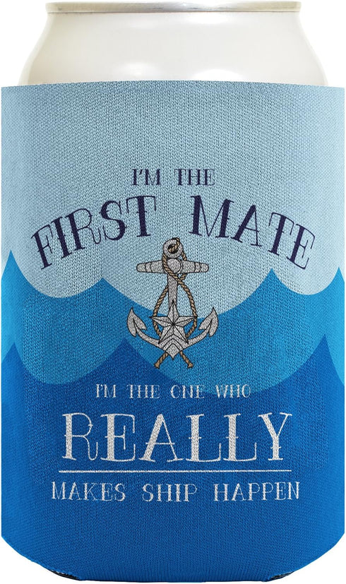 Funny Boating Gifts Captain First Mate Ship Happen Bundle 2 Pack Can Coolie Drink Coolers Coolies Waves...