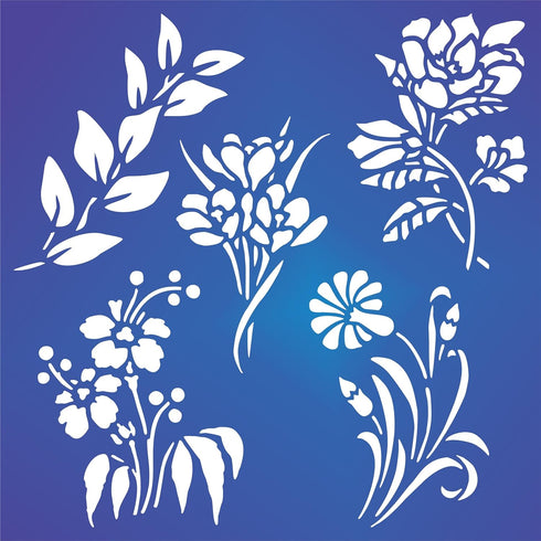 Stencils for Walls: Flower Set Stencil, 10 x 10 inch (L) - Classic Flower Designs...