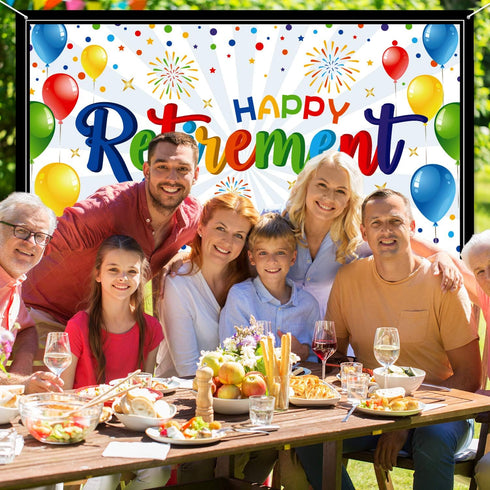 Colorful Retirement Banner Giant Backdrop for Retirement Party Supplies...