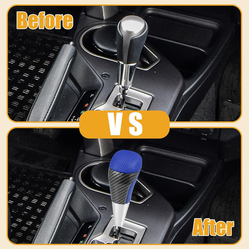Gear Shift Knob - Car Inner Gear Shifter Knob - for Toyota Tundra 2007-2021 Faux Leather Plastic Blue - 1 Pc...