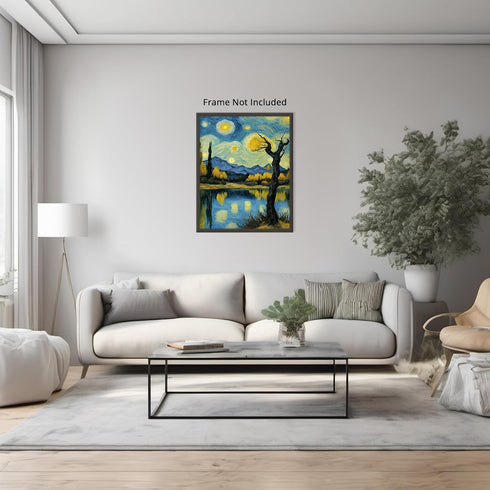 Posterizer 1 pcs- starry night inspired landscapes-nature-oil painting style 4-Landscape & Nature Art-Floral Botanical Art- Decor for Home & Offic...