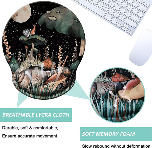 Mouse Pad with Wrist Support, Ergonomic Mouse Pad with Memory Foam Wrist Rest Cushion, Non-slip Rubber Base Gaming Mice Pad for Home Office Comput...