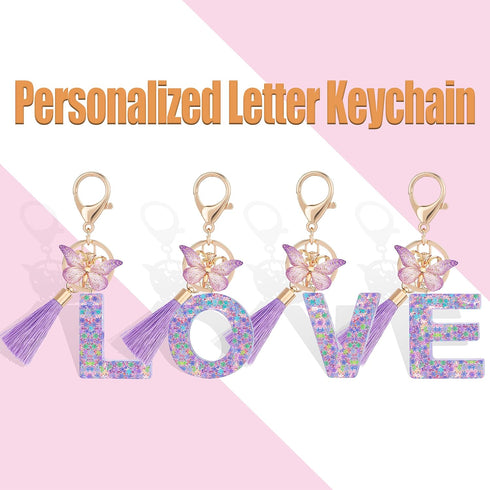 Suweibuke Cute Pink Key Chains for Women Girls, Initial Letter Keychains with Tassel, Charms for Key Purse Handbags Backpacks...