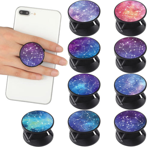9 Pieces Cell Phone Grip Holder Collapsible Phone Holder Colorful Self-Adhesive Finger Ring Sublimation Phone Holders for Smartphone and Tablets (...