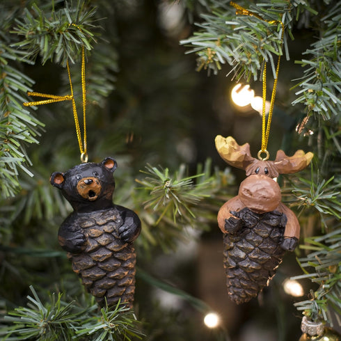 Slifka Sales Co. 2 Piece Set Bear & Moose Pinecone Hanging Christmas Ornaments...