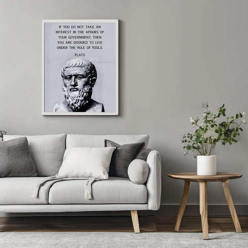 Posterizer 1 pcs-Take Interest In Your Government-Plato-Motivational & Inspirational Art-Gift for Patriots, America Fans-Decor for Home & Office- ...