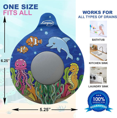 Bathtub Stopper Tub Drain Plug Stopper, Adorable Universal Silicone Bath Drain Cover, Beautiful Coral Reef Illustration, Kids Tots Babies Gift...