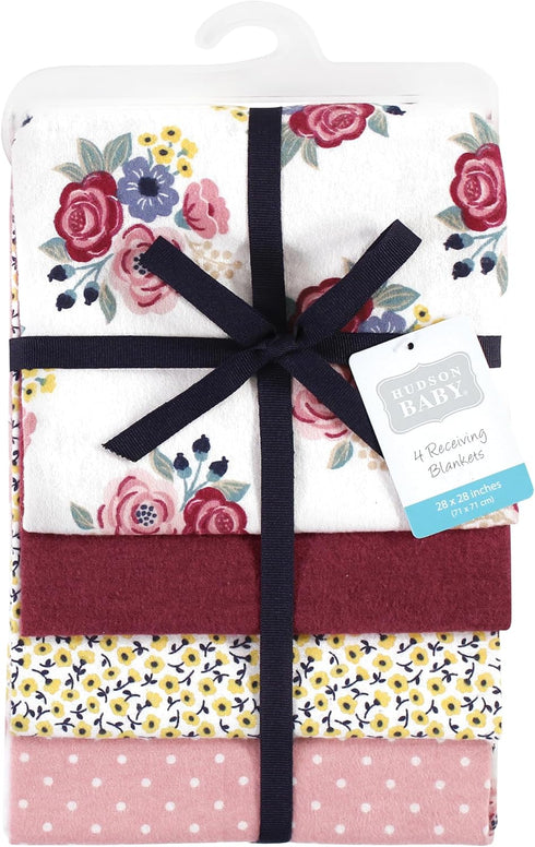 Hudson Baby Unisex Baby Cotton Flannel Receiving Blankets, Blush Navy Floral, One Size...