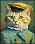 Posterizer 1 pcs- Cute portrait of a cat with a yellow hat and clothes-Art for Animal Lovers-Comedy Art- Gift for Men Women Entrepreneur Teens-Dec...
