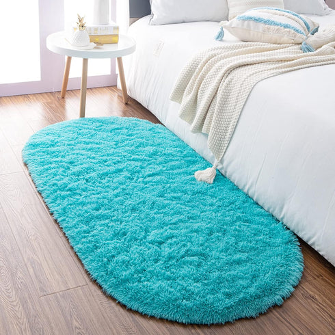 Noahas Ultra Soft Fluffy Bedroom Rugs Kids Room Carpet Modern Shaggy Area Rugs Home Decor 2.6' X 5.3', Teal Blue...