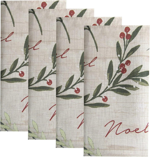 Elrene Home Fashions Holiday Tree Trimmings Fabric Napkins, Set of 4, 17 Inches x 17 Inches...