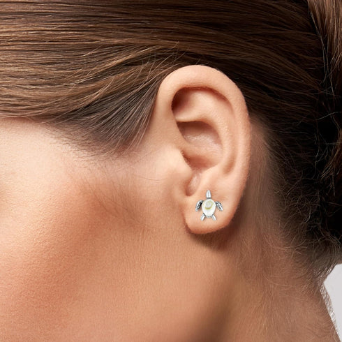 AeraVida Nautical Mother Earth Sea Turtle Shiva Swirl Shell .925 Sterling Silver Post Earrings | Casual Sterling Silver Post Earring for Women | J...