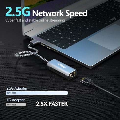 2.5G USB to Ethernet Adapter, USB 3.0 to RJ45 Ethernet Adapter, Gigabit LAN Adapter for Nintendo Switch, Xbox 360, Laptop, Computer, Mac, Chromebo...