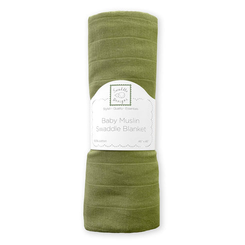 SwaddleDesigns Cotton Muslin Swaddle Blanket, Receiving Blanket for Baby Boys & Girls, 46x46 inches, Green Turtle...