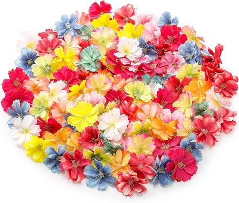 WILLBOND 100 Pieces Faux Flower Heads for Crafts Artificial Silk Plum Blossom Heads for Home Room Wedding Party Marriage Car Shoes Hats, 1.8 Inch ...