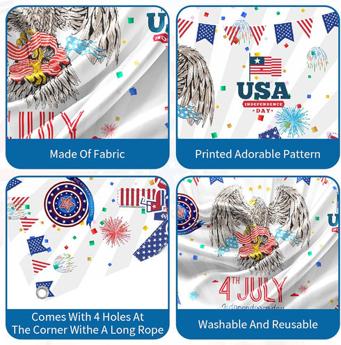 Independence Day Banners,6x3.6FT Large Size Independence Day Background Decoration for Holiday Party, Happy Independence Day 4th of July Parties H...