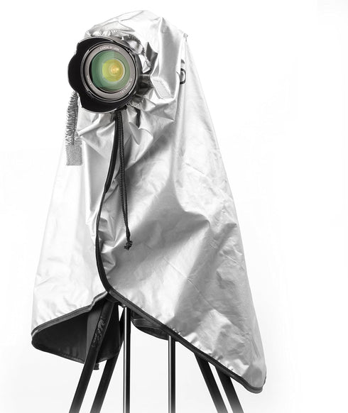 Movo CRC03 Extra-Long Camera Rain Coat Rain Cover for DSLR Cameras, Lens, and Tripod (Metallic Gray)...
