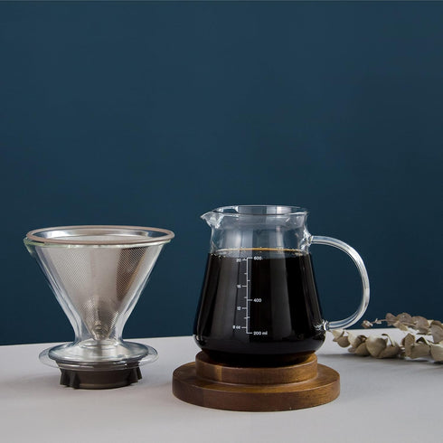 Glass Range Coffee Server For Pour Over Coffee & Tea - 800ml/27oz Ovalware Microwave Safe & Heatproof 2.5mm Thick Glass Body...