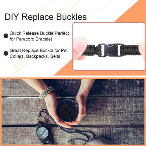 30 Pack 5/8 Inch Side Release Buckles, Contoured Plastic Paracord Bracelet Buckles, Paracord Buckles for Parachute 550 Cord Clips Paracord Bracele...