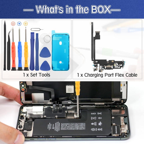 Dock Connector for iPhone 12 Pro Max USB Charging Port Flex Cable Replacement for iPhone 12 Pro Max Charger Dock Board Connector Assembly with Too...