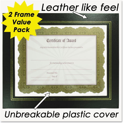 NuDell 21202 Leatherette Document Frame, 8-1/2 x 11, Black (Pack of Two)...