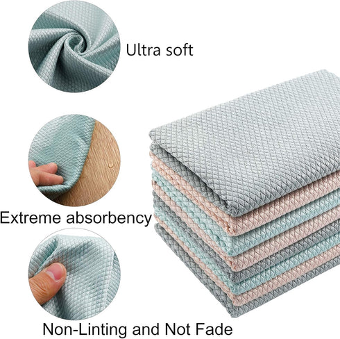 KTT Microfiber Cleaning Cloth,Reusable Magic Lint Free Cloth.Wipe Water Streak Free Miracle Microfiber Towels for Cars,Home Window Mirror Glass an...
