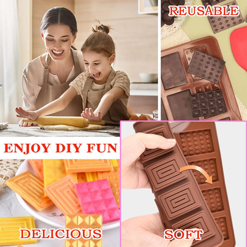 12-Cavity Silicone Break Apart Chocolate Moulds,Silicone Square Mold,Non-Stick Candy Chocolate Bar Mold,Reusable Candy Protein Silicone Chocolate ...