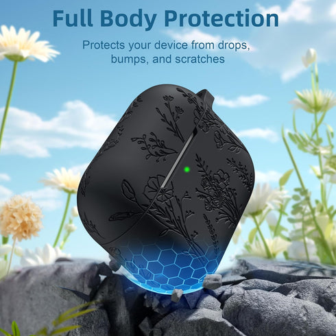 Compatible with Airpods Pro 2nd Generation Case, Compatible with Airpod Pro Case, Flower Engraved Case Compatible with Airpods Pro 2 Case, Soft Si...