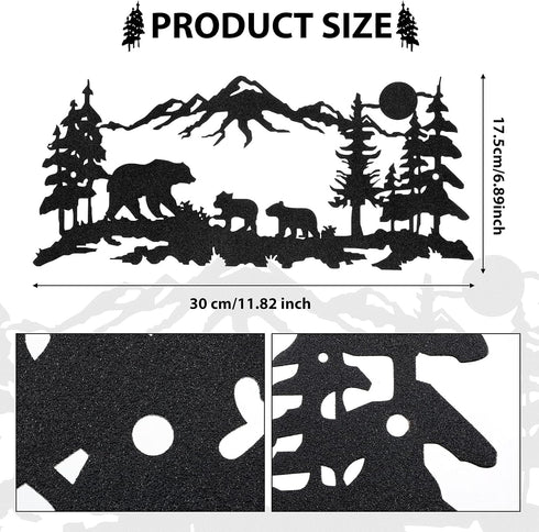 Moxweyeni Metal Bear Wall Art Forest Mountain Bear Woodland Decor Rustic Animal Hunting Decor for Bedroom Wall Decoration, 11.8 x 6.9 Inch...