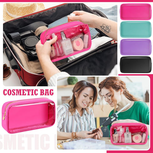 Hushee 4 Pcs Clear Nylon Makeup Bag for Women Christmas Gifts Preppy Cosmetic Bag PVC Travel Toiletry Bag Zipper Pouch Waterproof Storage Organize...