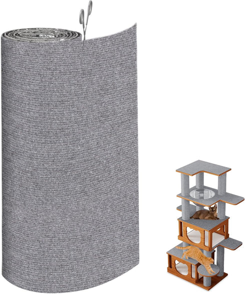 78.7"x15.8" Cat Scratch Mat,Cat Carpet Replacement for Cat Tree and Scratch Post,Trimmable Self-Adhesive Couch Protector from Cat Scratching (Ligh...