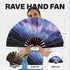 SoJourner Bags Rave Fan - Large Folding Fan - Clack Fan Hand Fan for Raves, Halloween, Burlesque, Rainbow Outfits for Women & Festival Accessories...