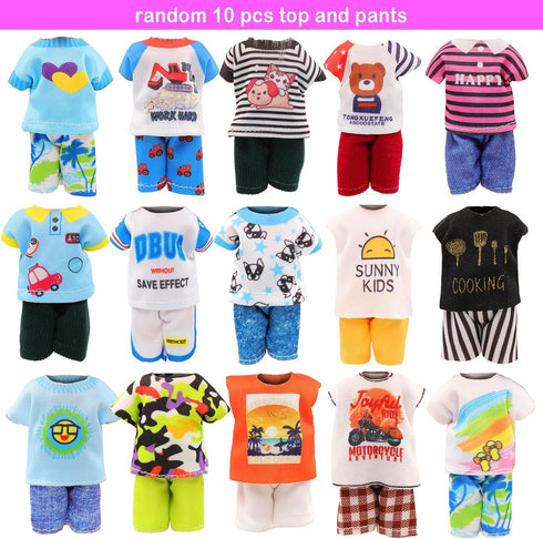 Miunana 36 PCS Boy Doll Travel Outfits for 4-6 Inch Doll Include 20 PCS Top and Pants for 5.3 Inch Boy Doll Clothes and Accessories with 14 PCS Do...