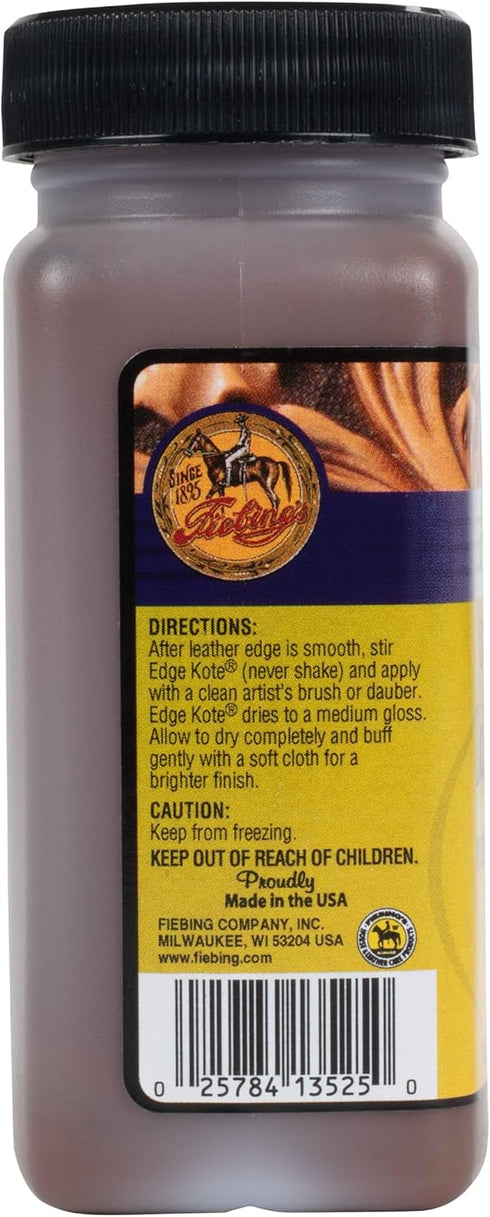 Fiebing's Edge Kote (4oz, Light Brown) - Leather Edge Paint for Shoes, Furniture, Purses, Couches, Belts - Flexible, Water Resistant, Semi Gloss C...