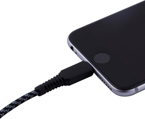 EcoSurvivor USB-A to Lightning Cable, 4 ft., Durable, Braided Cord, Tangle Free, Apple Certified, Compatible with iPhones, iPads, Macbooks, Black/...