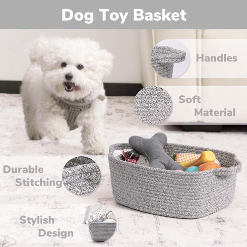 CHICVITA Storage Basket for Gifting, Small Woven Basket for Towels, Cute Basket for Baby, Nursery, Dog Basket, Decorative Rope Basket for Living R...
