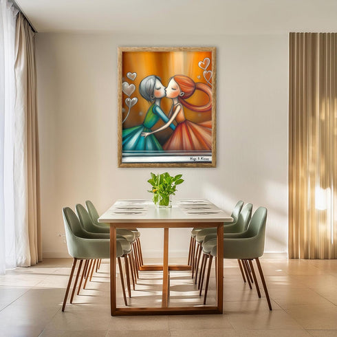 Posterizer 1 pcs-hugs and kisses-sweet couple's art-Valentine's day inspired -2-Romantic Art-Holiday Poster-Gift for Couples boyfriend girlfriend ...