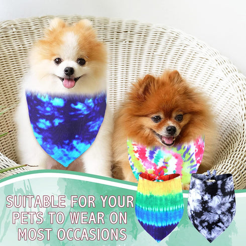 30 Pcs Tie Dye Dog Bandanas Bulk for Dogs Spring Dog Bandana Rainbow Spiral Cat Dog Scarf Colorful Washable Triangle Pet Kerchief Cute Dog Bib for...