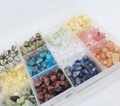 2000 Pcs Chip Gemstone Beads DIY Jewelry Making, Healing Engry Crystals Polishing Crushed Irregular Shaped Beads with Box (15 material-1)...