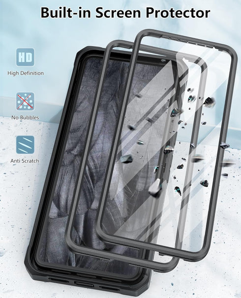 FNTCASE for Google Pixel 8 Pro Case: Built-in Screen Protector & Kickstand & Belt-Clip Holster, Extra Front Frame, Full-Body Dual Layer Rugged Mil...