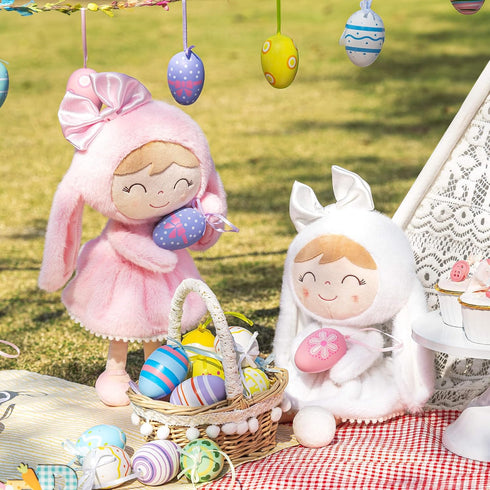 Gloveleya Baby Girl Gift Plush Bunny Dolls First Baby Doll Toddlers Rabbit Toy Bunny Gifts for Girl White 12 Inches...