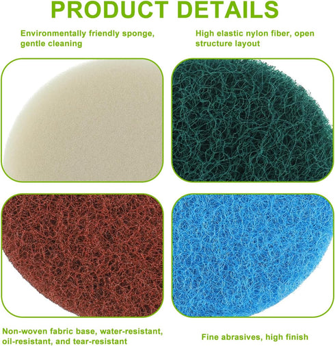 16pcs Electric Cleaning Brush Pad Set 4 Foam Pads 4 Kitchen Mats 4 Heavy Duty Pads 4 Microfibre Pads fit for Bosch Home/Garden 6033 Battery Cleani...