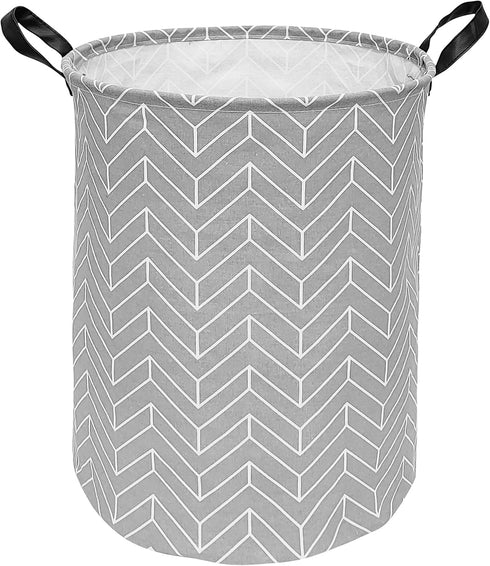 19.7 Inches Large Laundry Basket Waterproof Round Cotton Linen Collapsible Storage bin with Handles for Hamper Kids Room,Toy Storage(Geometric)...