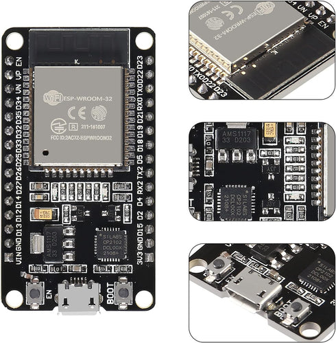 AITRIP 2 Sets ESP-WROOM-32 ESP32 ESP-32S Development Board CP2102 WiFi+Bluetooth Ultra-Low Power Dual Core ESP32-DevKitC-32 ESP-WROOM-32 with ESP3...