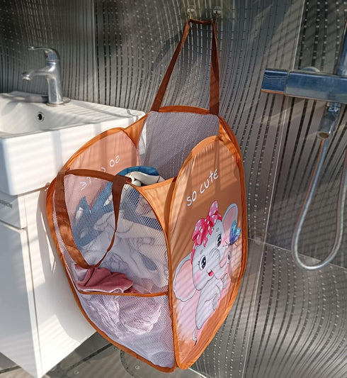 WEI LONG Mesh Popup Hamper-Foldable Lightweight Basket for Washing-Durable Clothing Storage for Kids Room,Students College Dorm,Home,Travel & Camp...