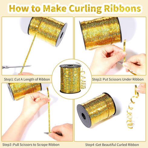 Gold Curling Ribbon 600 Yards 1/5 Inch Balloon String Ribbon Metallic Ribbons for Gift Wrapping Art Crafts Wedding Birthday Party Decoration...