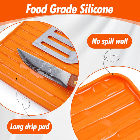 MacaRio Silicone Tools Mat for Blackstone Griddle Accessories, Side Shelf Mat with Drip Pad Spatula Caddy Utensils Holder Grill Pad Grilling Acces...